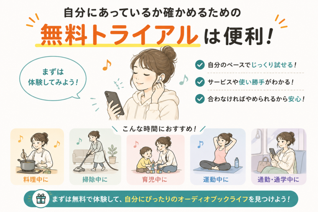 オーディブル無料トライアルは自分に合うか確かめるためにも活用しよう!